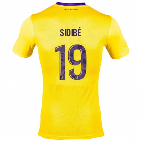 Kandiny Enfant Maillot Djibril Sidibé #19 Jaune Violet Tenues Extérieur 2024/25 T-Shirt