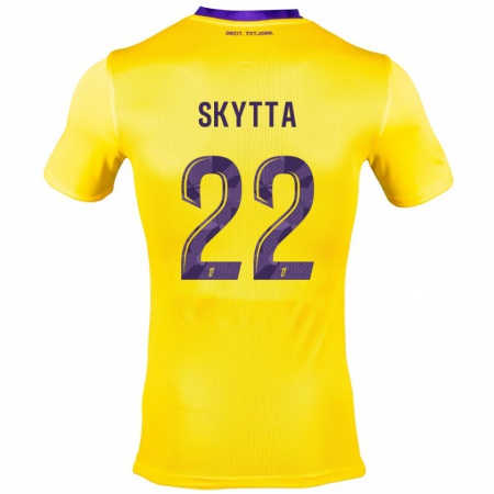 Kandiny Enfant Maillot Naatan Skyttä #22 Jaune Violet Tenues Extérieur 2024/25 T-Shirt