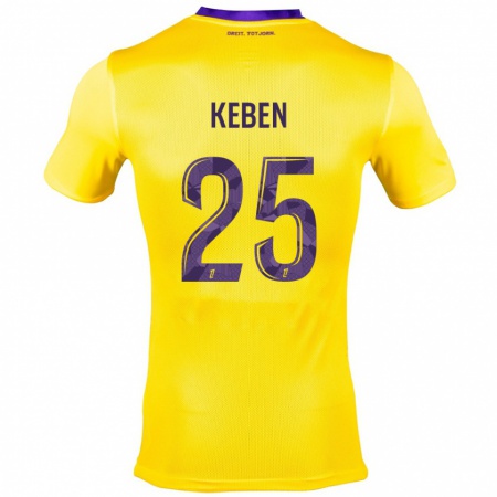 Kandiny Enfant Maillot Kévin Keben #25 Jaune Violet Tenues Extérieur 2024/25 T-Shirt