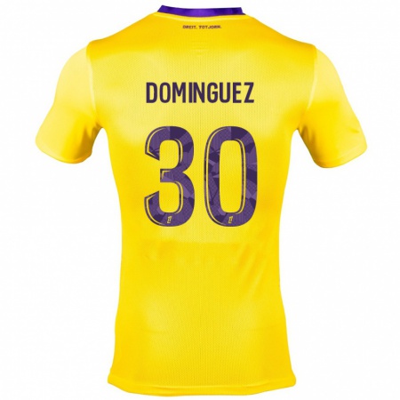 Kandiny Enfant Maillot Álex Domínguez #30 Jaune Violet Tenues Extérieur 2024/25 T-Shirt