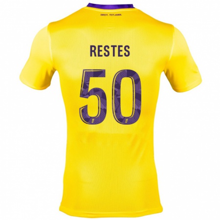 Kandiny Enfant Maillot Guillaume Restes #50 Jaune Violet Tenues Extérieur 2024/25 T-Shirt