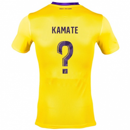 Kandiny Enfant Maillot Ali Kamate #0 Jaune Violet Tenues Extérieur 2024/25 T-Shirt