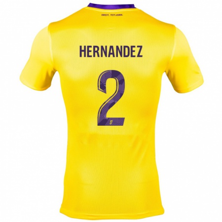 Kandiny Enfant Maillot Lucie Hernandez #2 Jaune Violet Tenues Extérieur 2024/25 T-Shirt