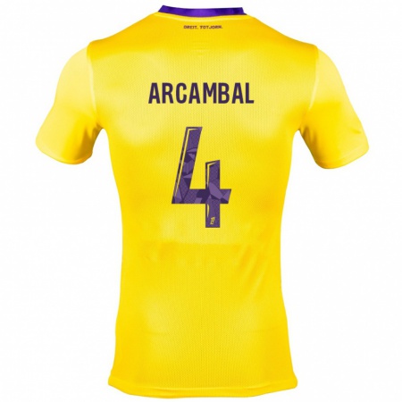 Kandiny Enfant Maillot Anais Arcambal #4 Jaune Violet Tenues Extérieur 2024/25 T-Shirt