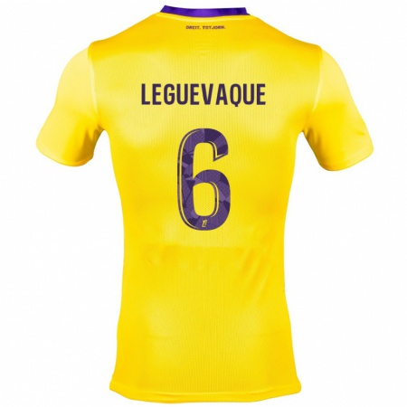 Kandiny Enfant Maillot Laurie Leguevaque #6 Jaune Violet Tenues Extérieur 2024/25 T-Shirt