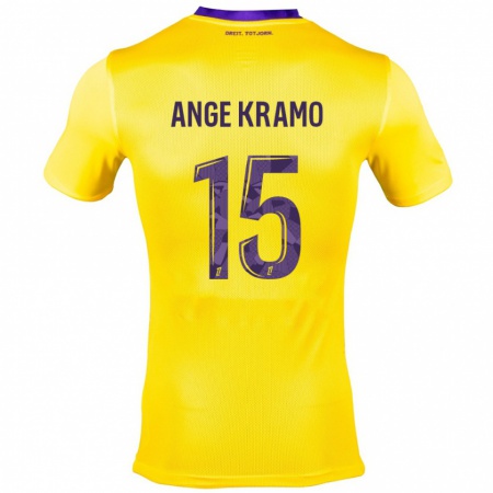 Kandiny Enfant Maillot Marie Ange Kramo #15 Jaune Violet Tenues Extérieur 2024/25 T-Shirt