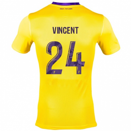 Kandiny Enfant Maillot Magalie Vincent #24 Jaune Violet Tenues Extérieur 2024/25 T-Shirt