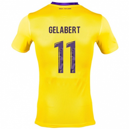 Kandiny Enfant Maillot César Gelabert #11 Jaune Violet Tenues Extérieur 2024/25 T-Shirt