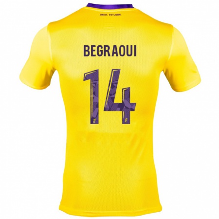 Kandiny Enfant Maillot Yanis Begraoui #14 Jaune Violet Tenues Extérieur 2024/25 T-Shirt