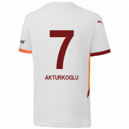 Kandiny Enfant Maillot Kerem Aktürkoğlu #7 Blanc Jaune Rouge Tenues Extérieur 2024/25 T-Shirt