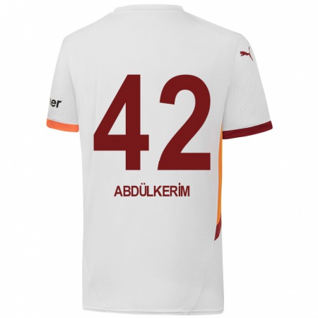 Kandiny Enfant Maillot Abdülkerim Bardakcı #42 Blanc Jaune Rouge Tenues Extérieur 2024/25 T-Shirt