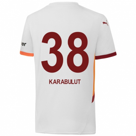 Kandiny Enfant Maillot Arzu Karabulut #38 Blanc Jaune Rouge Tenues Extérieur 2024/25 T-Shirt