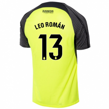 Kandiny Enfant Maillot Leo Román #13 Vert Fluo Noir Tenues Extérieur 2024/25 T-Shirt