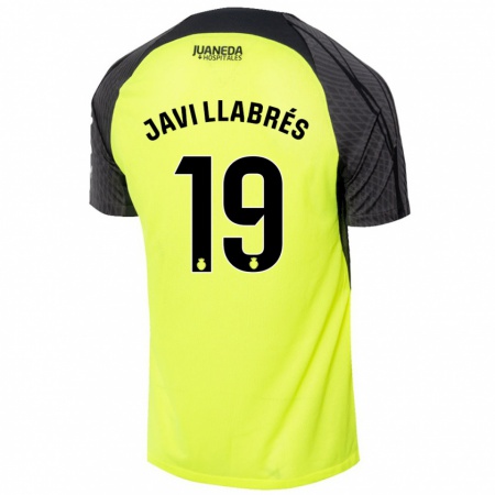 Kandiny Enfant Maillot Javi Llabrés #19 Vert Fluo Noir Tenues Extérieur 2024/25 T-Shirt