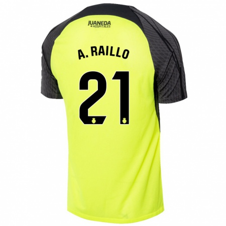 Kandiny Enfant Maillot Antonio Raíllo #21 Vert Fluo Noir Tenues Extérieur 2024/25 T-Shirt