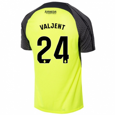 Kandiny Enfant Maillot Martin Valjent #24 Vert Fluo Noir Tenues Extérieur 2024/25 T-Shirt