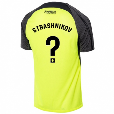 Kandiny Enfant Maillot Nikolay Strashnikov #0 Vert Fluo Noir Tenues Extérieur 2024/25 T-Shirt