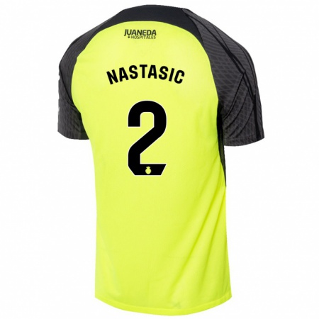 Kandiny Enfant Maillot Matija Nastasic #2 Vert Fluo Noir Tenues Extérieur 2024/25 T-Shirt