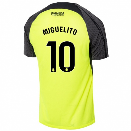 Kandiny Enfant Maillot Miguelito #10 Vert Fluo Noir Tenues Extérieur 2024/25 T-Shirt