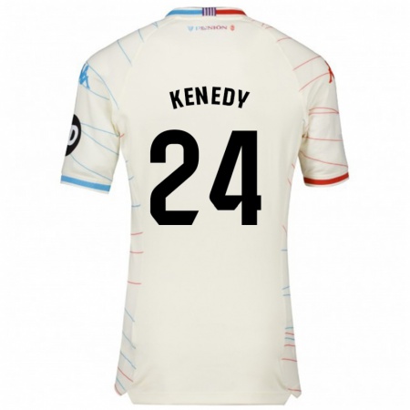 Kandiny Enfant Maillot Kenedy #24 Blanc Rouge Bleu Tenues Extérieur 2024/25 T-Shirt