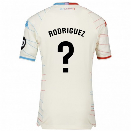 Kandiny Enfant Maillot Gabriel Rodríguez #0 Blanc Rouge Bleu Tenues Extérieur 2024/25 T-Shirt