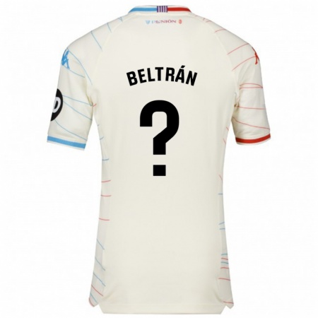 Kandiny Enfant Maillot Marco Beltrán #0 Blanc Rouge Bleu Tenues Extérieur 2024/25 T-Shirt