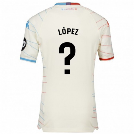 Kandiny Enfant Maillot Pablo López #0 Blanc Rouge Bleu Tenues Extérieur 2024/25 T-Shirt