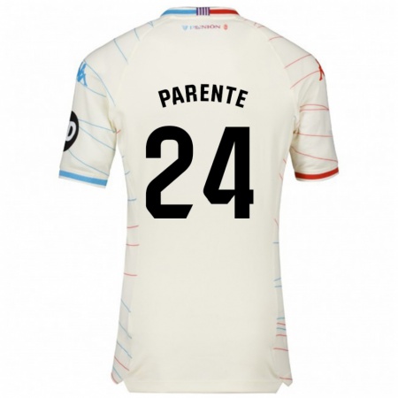 Kandiny Enfant Maillot Iago Parente #24 Blanc Rouge Bleu Tenues Extérieur 2024/25 T-Shirt