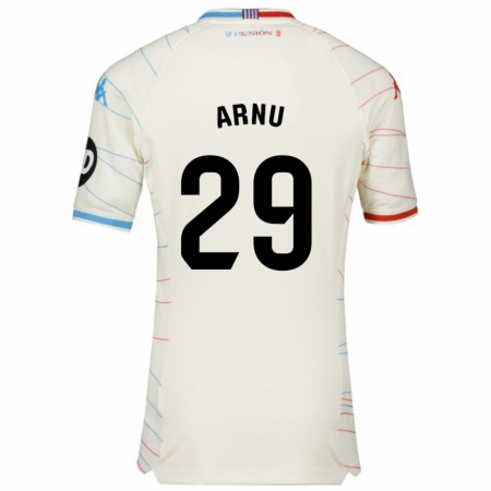 Kandiny Enfant Maillot Adrián Arnu #29 Blanc Rouge Bleu Tenues Extérieur 2024/25 T-Shirt