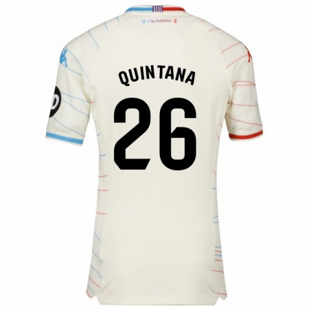 Kandiny Enfant Maillot Alberto Quintana #26 Blanc Rouge Bleu Tenues Extérieur 2024/25 T-Shirt