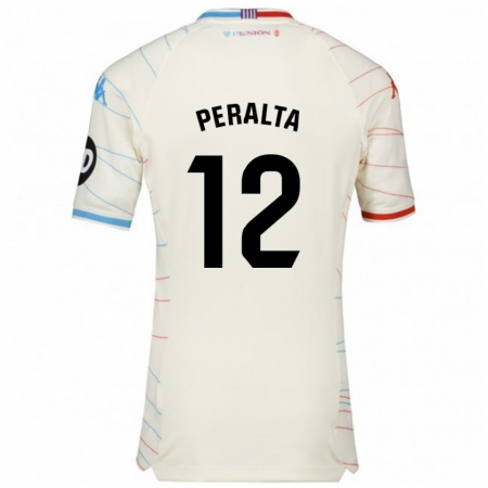 Kandiny Enfant Maillot Fernando Peralta #12 Blanc Rouge Bleu Tenues Extérieur 2024/25 T-Shirt