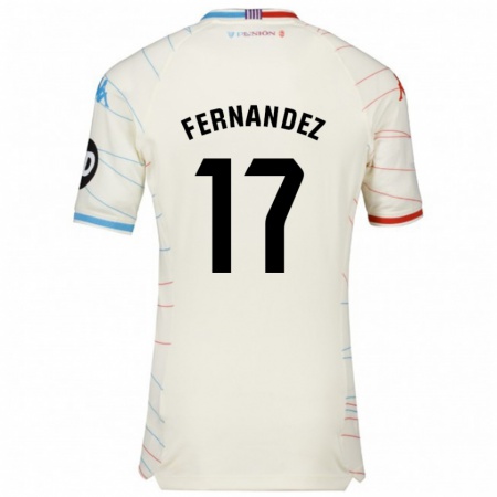 Kandiny Enfant Maillot Dani Fernández #17 Blanc Rouge Bleu Tenues Extérieur 2024/25 T-Shirt