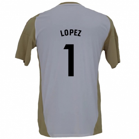 Kandiny Enfant Maillot Luis López #1 Marron Blanc Tenues Extérieur 2024/25 T-Shirt