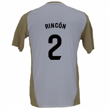 Kandiny Enfant Maillot Hugo Rincón #2 Marron Blanc Tenues Extérieur 2024/25 T-Shirt