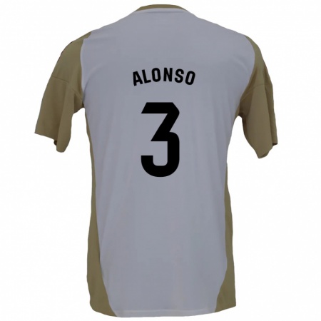 Kandiny Enfant Maillot Julio Alonso #3 Marron Blanc Tenues Extérieur 2024/25 T-Shirt