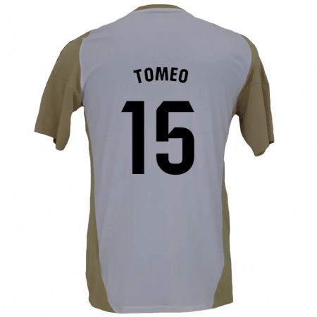 Kandiny Enfant Maillot Pablo Tomeo #15 Marron Blanc Tenues Extérieur 2024/25 T-Shirt