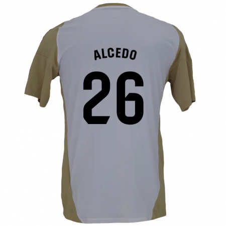 Kandiny Enfant Maillot Juan María Alcedo #26 Marron Blanc Tenues Extérieur 2024/25 T-Shirt