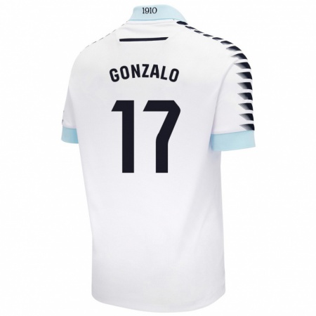 Kandiny Enfant Maillot Gonzalo Escalante #17 Blanc Bleu Tenues Extérieur 2024/25 T-Shirt