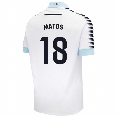 Kandiny Enfant Maillot José Matos #18 Blanc Bleu Tenues Extérieur 2024/25 T-Shirt