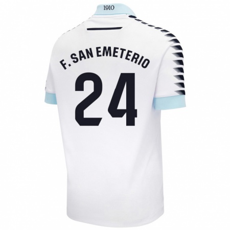 Kandiny Enfant Maillot Fede San Emeterio #24 Blanc Bleu Tenues Extérieur 2024/25 T-Shirt