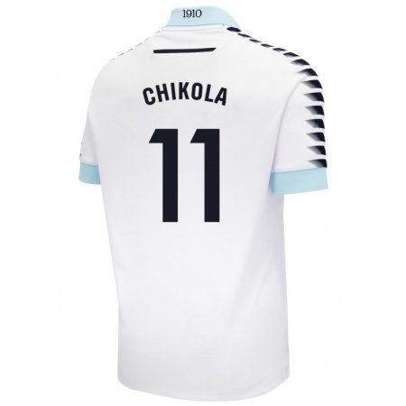 Kandiny Enfant Maillot Peter Chikola #11 Blanc Bleu Tenues Extérieur 2024/25 T-Shirt