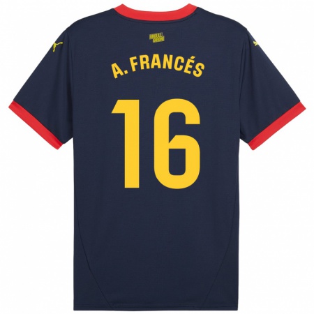 Kandiny Enfant Maillot Alejandro Francés #16 Bleu Marine Rouge Tenues Extérieur 2024/25 T-Shirt