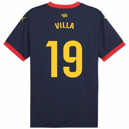 Kandiny Enfant Maillot Toni Villa #19 Bleu Marine Rouge Tenues Extérieur 2024/25 T-Shirt