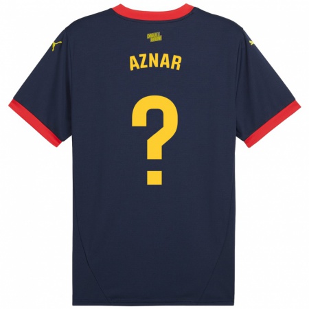 Kandiny Enfant Maillot Marc Aznar #0 Bleu Marine Rouge Tenues Extérieur 2024/25 T-Shirt