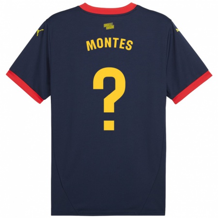 Kandiny Enfant Maillot Luis Montes #0 Bleu Marine Rouge Tenues Extérieur 2024/25 T-Shirt