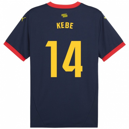 Kandiny Enfant Maillot Moussa Kébé #14 Bleu Marine Rouge Tenues Extérieur 2024/25 T-Shirt