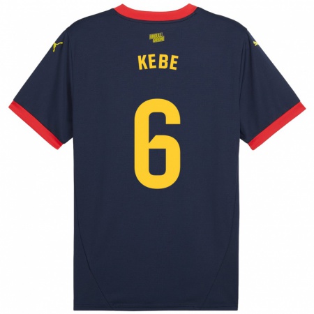 Kandiny Enfant Maillot Ibrahima Kébé #6 Bleu Marine Rouge Tenues Extérieur 2024/25 T-Shirt