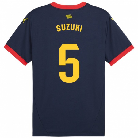 Kandiny Enfant Maillot Wadi Ibrahim Suzuki #5 Bleu Marine Rouge Tenues Extérieur 2024/25 T-Shirt