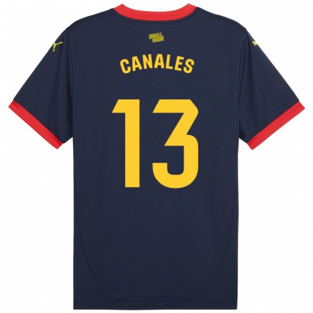 Kandiny Enfant Maillot Juanvi Canales #13 Bleu Marine Rouge Tenues Extérieur 2024/25 T-Shirt