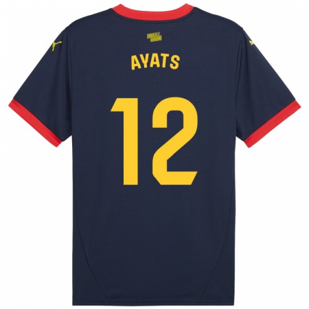 Kandiny Enfant Maillot Mònica Ayats #12 Bleu Marine Rouge Tenues Extérieur 2024/25 T-Shirt